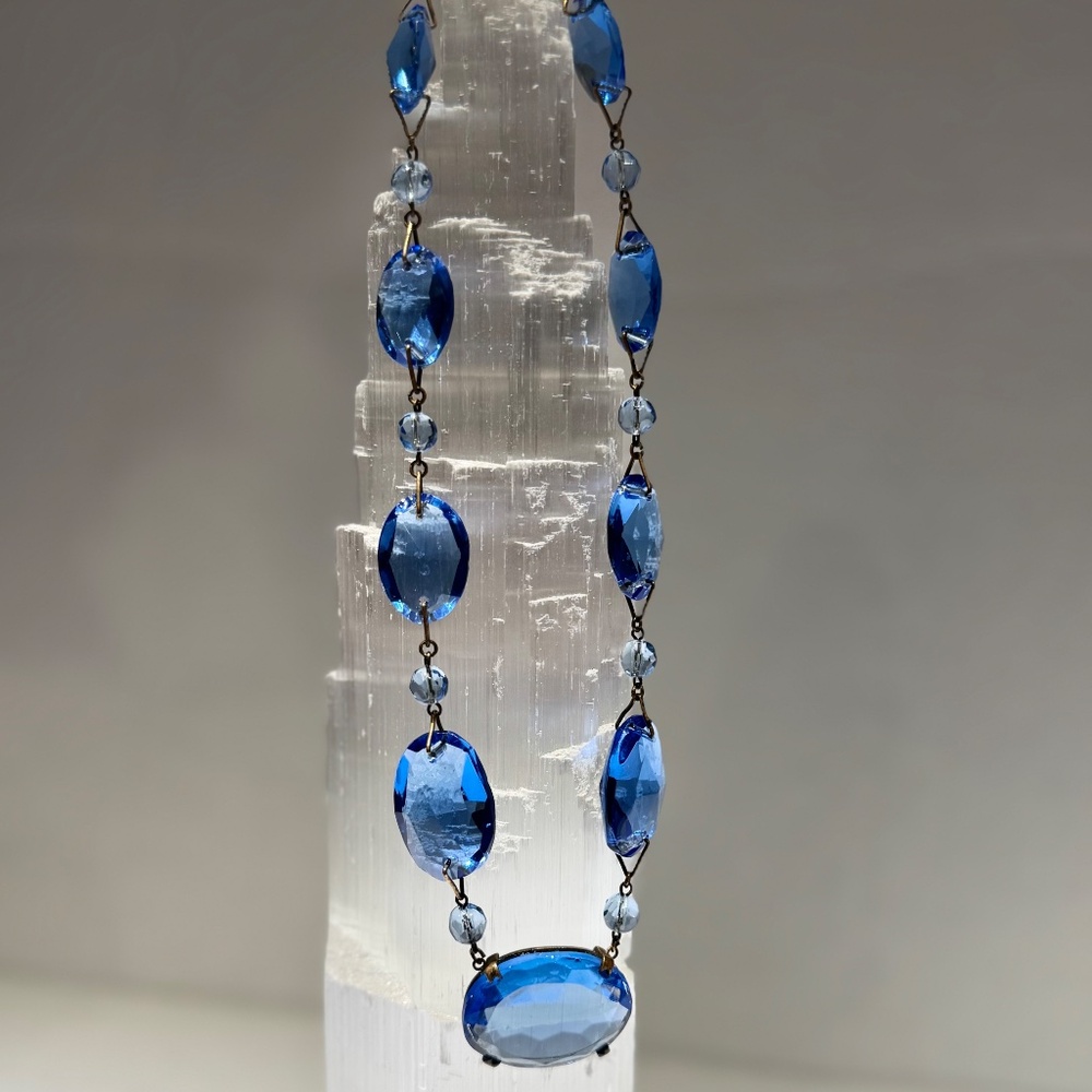 STUNNING!! Vintage Czech art deco glass vivid blue. One owner since 60s.